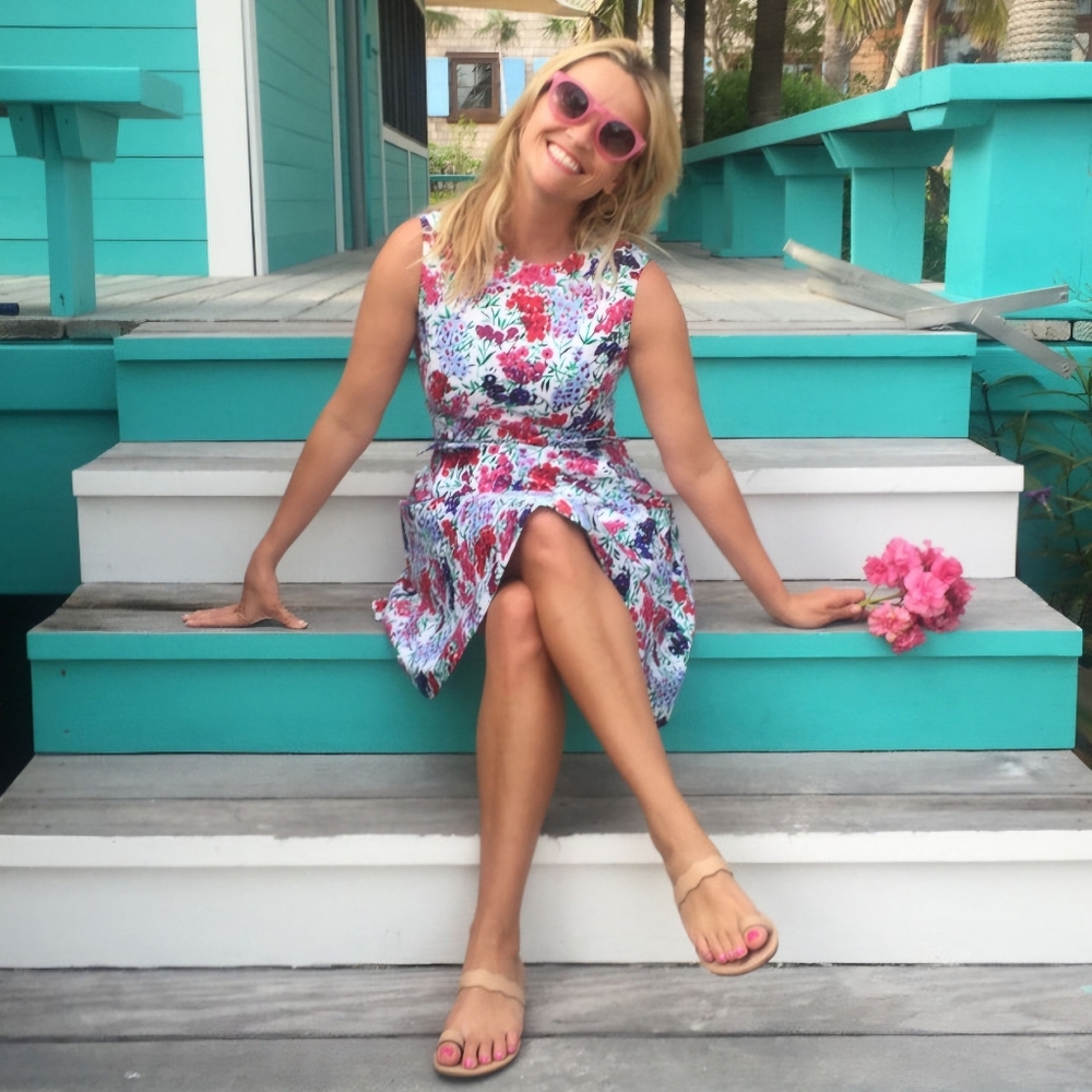 Draper James Pink and Green Sleeveless Sundress Fit and Flare